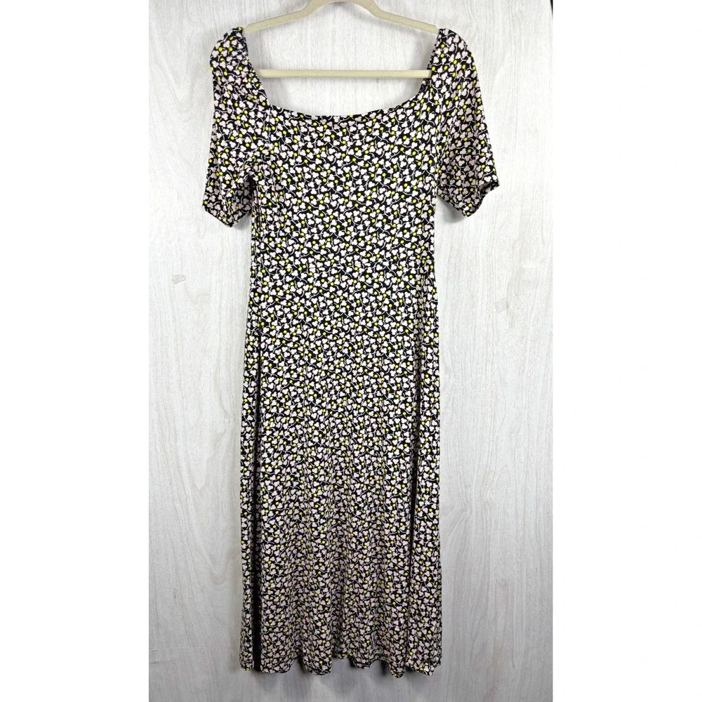 Boden Sweetheart‎ Dot Midi Dress 6 Black White Yellow Floral Boho - Picture 3 of 8